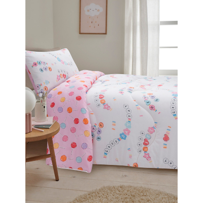 Pink Friendship Bracelet Reversible Single Duvet Set - 10.5 Tog