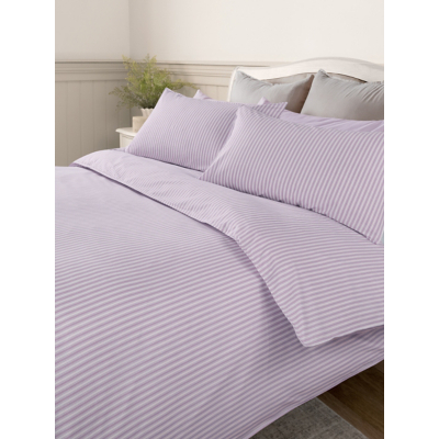 White & Lilac Stacey Solomon Stripe Cotton Reversible Duvet Set