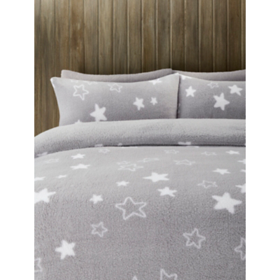 Grey Teddy Star Print Duvet Set