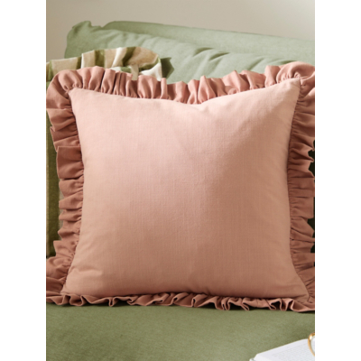 Wylder Pink Effie 100% Cotton Ruffle Cushion