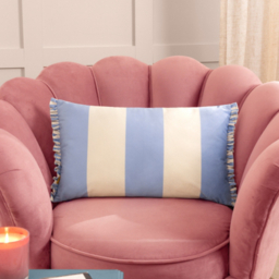 furn. Araya Striped Blue Velvet Cushion