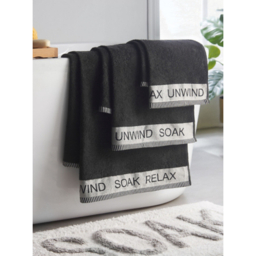 Catherine Lansfield Black Relax & Unwind Towels - Set of 4