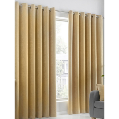 Fusion Strata Thermal Dim-Out Eyelet Curtains in Ochre