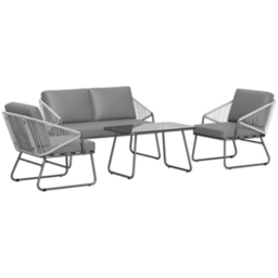 Outsunny Grey 4 Piece Rattan Garden Sofa Set