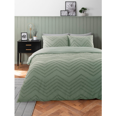 Light Green Tufted Zig Zag Duvet Set