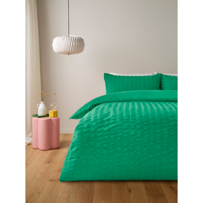 Bright Green Seersucker Duvet Set