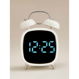 Cream LED Double Bell Alarm Clock