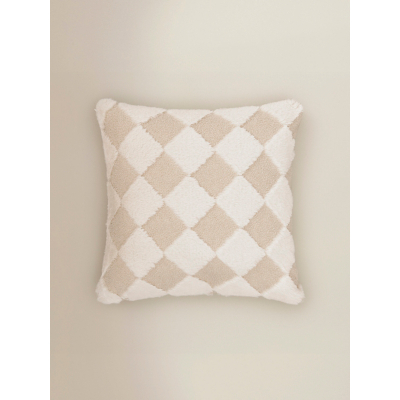 Cream Faux Fur Harlequin Borg Cushion