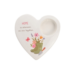 Love Life Ceramic Tea Light Candle Holder - Home