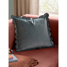 Furn Blue Lil Scallop Velvet Cushion