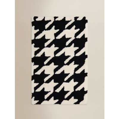 Monochrome Houndstooth Cotton Bath Mat