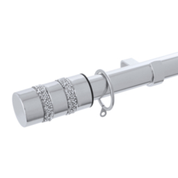 A-International Silver Extendable Curtain Pole with Diamante Barrel Finials
