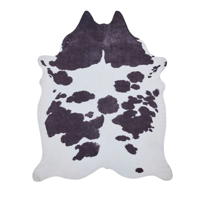 Think Rugs Black & White Faux Cow Print Rug