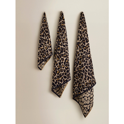 Beige Leopard Print Cotton Towel Range