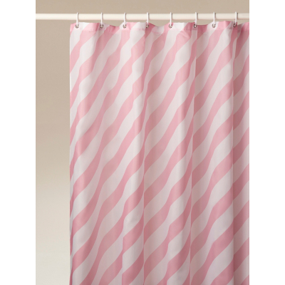 Pink Diagonal Stripe Shower Curtain