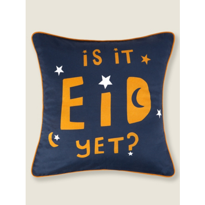Navy Eid Slogan Piped Cushion