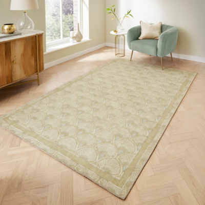 Catherine Lansfield Green Deco Peacock Washable Rug