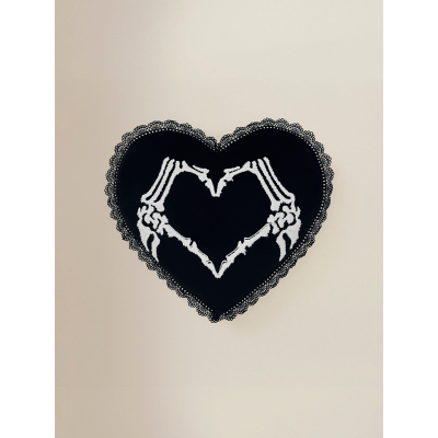 Halloween Skeleton Hands Heart-Shaped Cushion