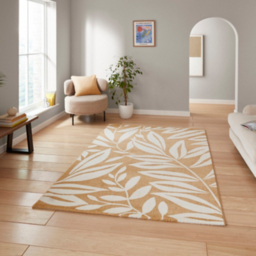 Catherine Lansfield Ochre Sorral Leaves Botanical Rug