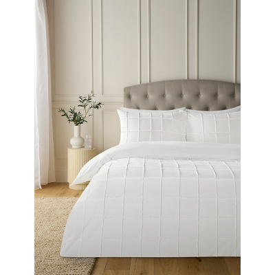 White Luxury Washed Cotton Tufted Square Reversible Duvet Set