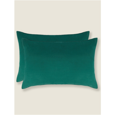Green Brushed Cotton Plain Pillowcase Pair