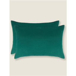 Green Brushed Cotton Plain Pillowcase Pair