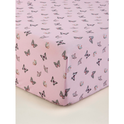 Pink & White Beautiful Butterflies Fitted Sheet