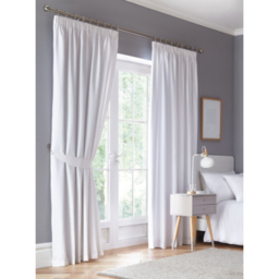 Fusion White Dijon Pencil Pleat Curtains