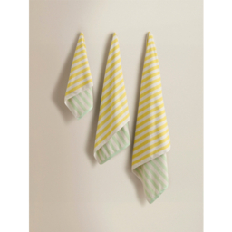 Yellow & Green Reversible Stripe Cotton Towel Range