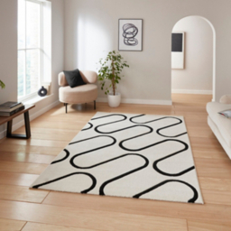 Catherine Lansfield White Linear Curve Geometric Rug