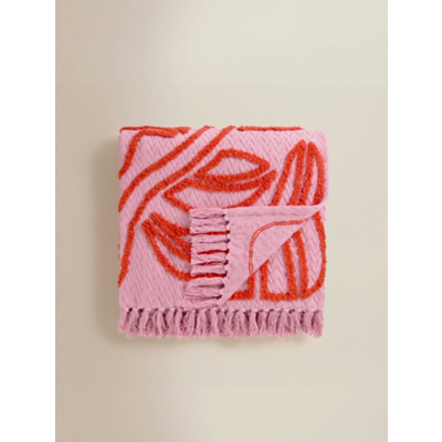 Pink Retro Tufted Floral Throw - 150cm x 120cm