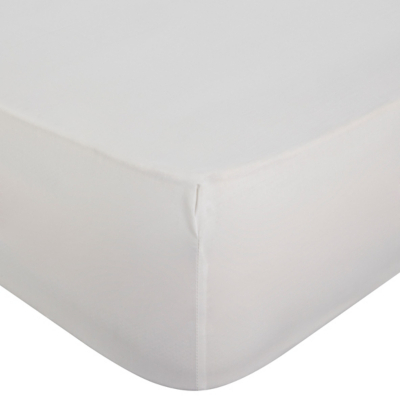 White Deep Brushed Cotton Plain Fitted Sheet