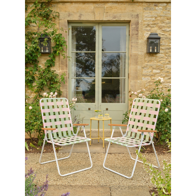 Pink and Green Webbed Folding Lawn Chair - Set of 2