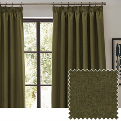 Furn Olive Dawn Blackout Pencil Pleat Curtains
