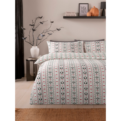 Black & White Spooky Stripe Cotton Reversible Duvet Set