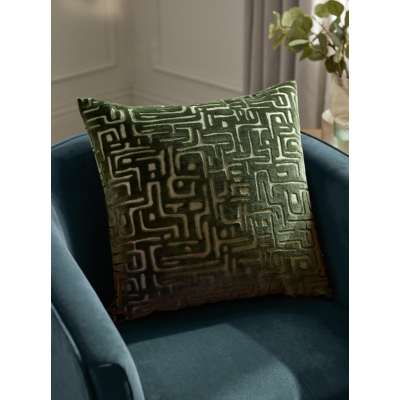 HOEM Green Soren Cut Velvet Filled Cushion