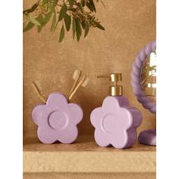 Lilac Flower Soap Dispenser & Tumbler Set