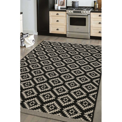 maker Indoor & Outdoor Black Tile Rug