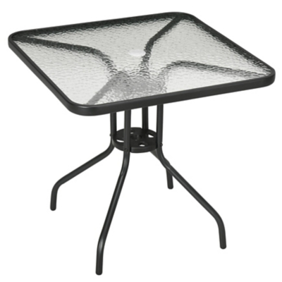 Outsunny Square Garden Dining Table with Tempered Glass Top