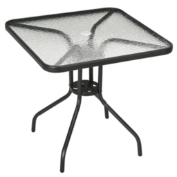 Outsunny Square Garden Dining Table with Tempered Glass Top