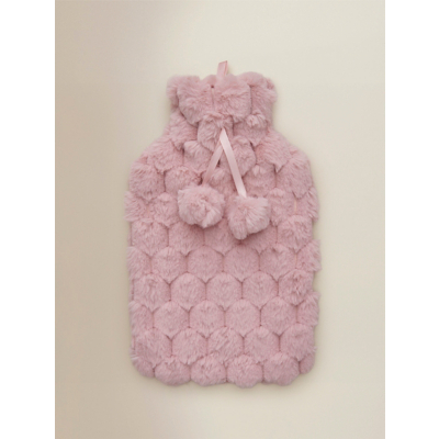 Pink Honeycomb Faux Fur Hot Water Bottle
