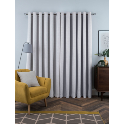 Sleepdown Linen Look Blackout Curtains in Silver