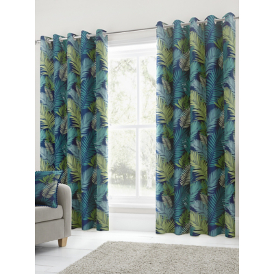 Fusion Tropical Palm Print Eyelet Curtains