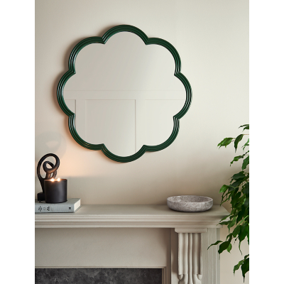 Big Green Floral Wooden Mirror