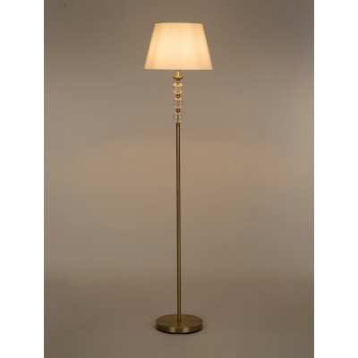 Searchlight Brass Floor Lamp with Ribbed Glass Ball Detail