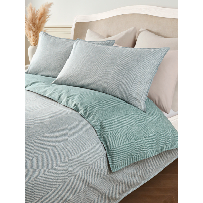 Stacey Solomon Green Herringbone Cotton Reversible Double Duvet