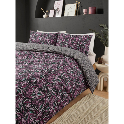 Purple Abstract Butterfly Reversible Duvet Cover Set