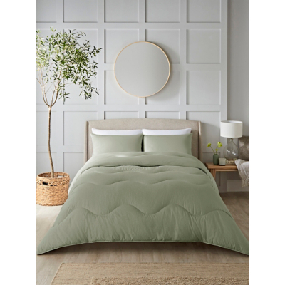 Night Lark Olive Seersucker Coverless Duvet Set