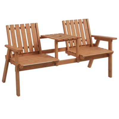 Outsunny Light Wood Wooden Garden Loveseat