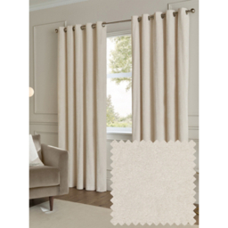 Paoletti Cream Lustre Velvet Fully Lined Eyelet Curtain